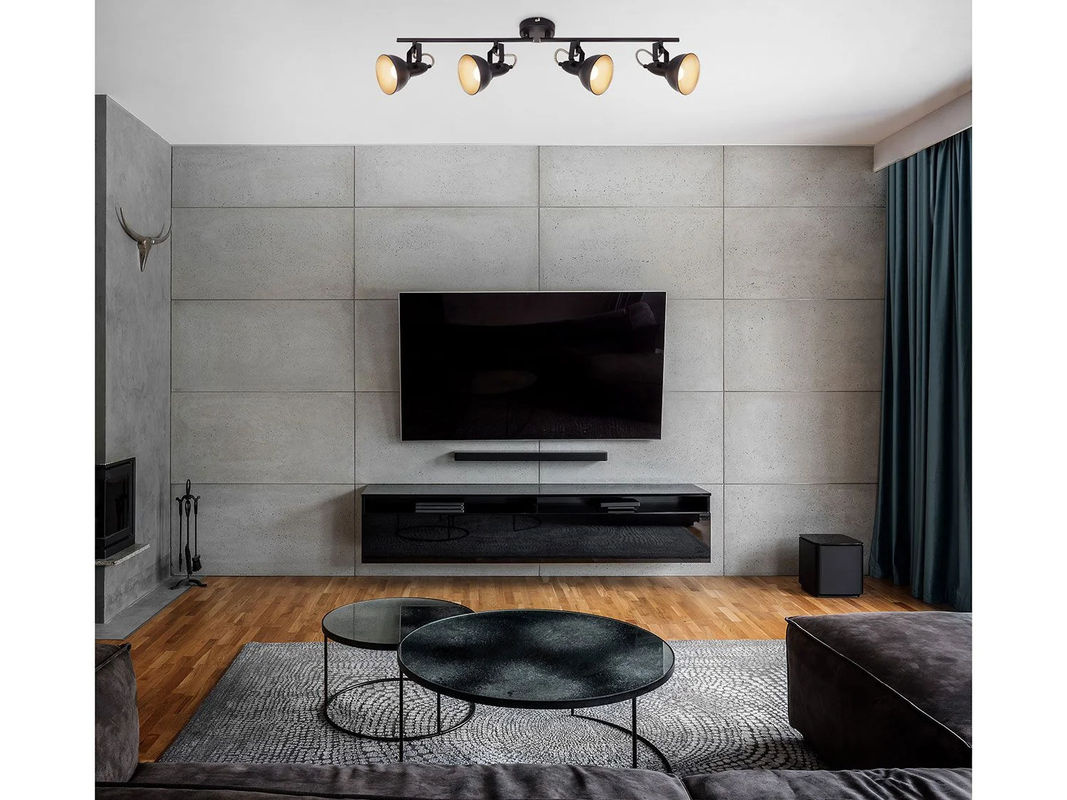 Briloner Wand- und Deckenleuchte im Retrodesign mit 4er Spot in Schwarz aus Metall - Bild 2
