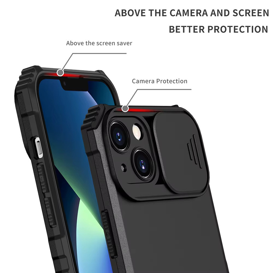 Stoßfeste Handyhülle mit Kameraobjektiv-Schutz und Ständer für Apple iPhone 17 Pro Max, 16, 15, 14, 13, 12, 11 in Schwarz oder Weiß - Bild 3