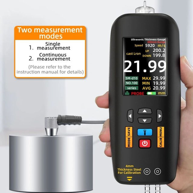 BSIDE Ultraschall-Dickenmessgerät Cermet Hochpräziser Verbundtester in Schwarz mit 0,01 mm Auflösung für 1-300 mm Messbereich - Bild 1