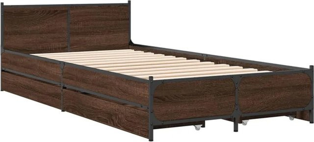 vidaXL Bettgestell mit Schubladen in Eiche Braun, B/T/H: 190 x 78 x 56,5 cm - Bild 1