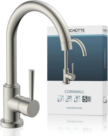 SCHÜTTE Spültischarmatur Cornwall Einhebelmischbatterie aus Messing in Silber matt mit schwenkbarem Auslauf - Bild 1