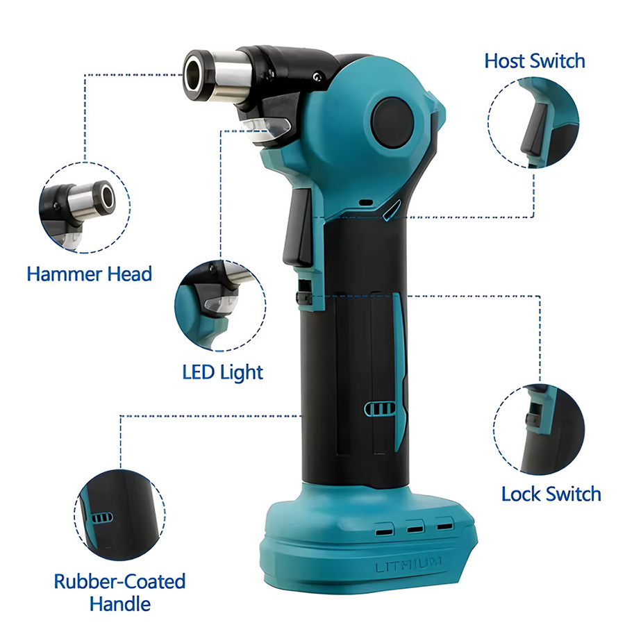 Podofo Elektrischer Bohrhammer mit verstellbarem Winkel 0° / 45° / 90°, Akkubohrhammer mit LED-Licht für die Installation von Deckenschränken - Bild 6