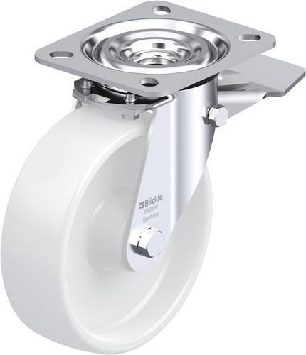 Blickle Lenkrolle L-PPN 125R-ST mit Feststeller, Rad-Durchmesser: 125 mm, Tragfähigkeit: 200 kg, Farbe: Weiß - Bild 1