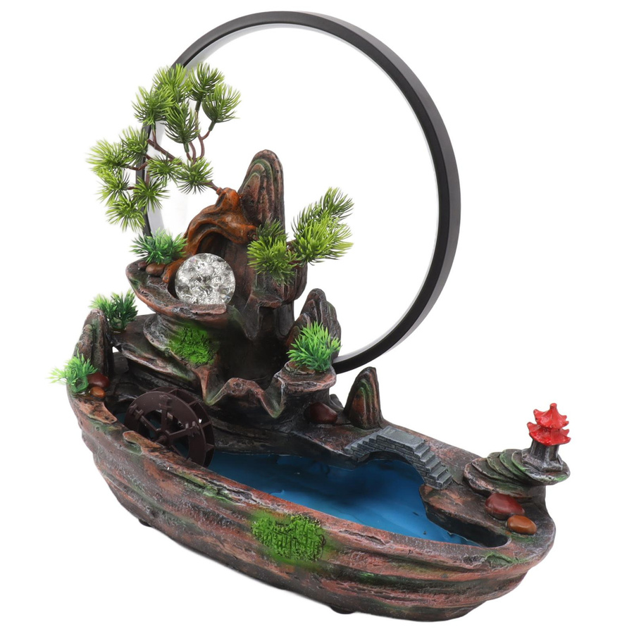Aimo Steingarten Fließwasserbrunnen mit LED-Licht als Feng Shui Deko-Ornament für den Innenbereich in Multicolour aus Harz und Stein - Bild 2