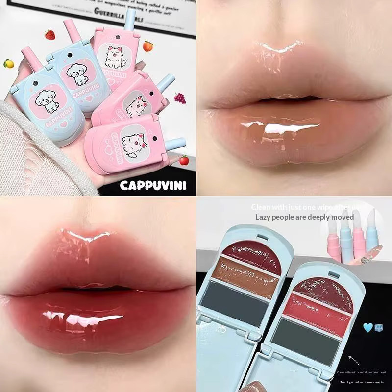 Cappuvini Lippenbalsam, zweifarbig, 3-in-1 mit Spiegel - Bild 2