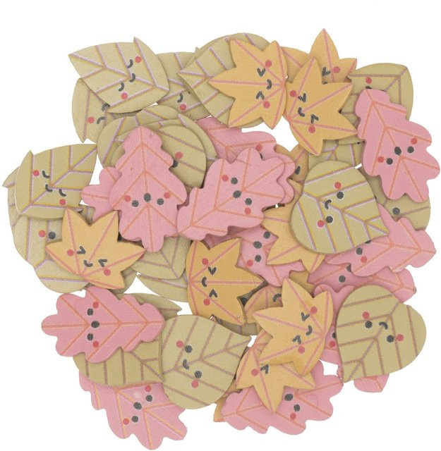 Rico Design Holzstreu Blätter Mix bunt, 48 Stück Konfetti für Herbstdeko - Bild 1