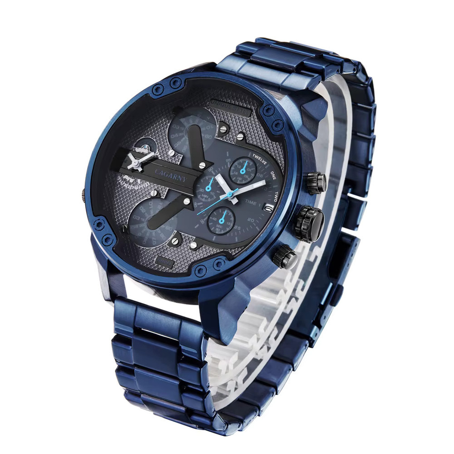 ZBJP Armbanduhr, Quarz, Edelstahl, Dual Time, Schwarz, Herren - Bild 2