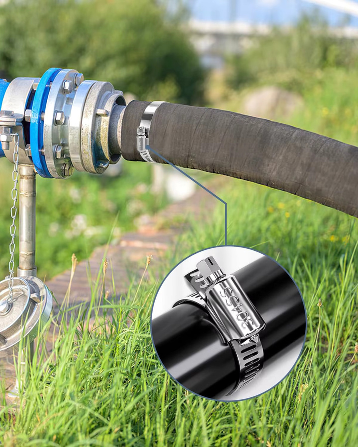 Schlauchschellen-Sortiment-Kit aus 304 Edelstahl in Silber mit 30 m zuschneidbarem Metallband und 12 verstärkten Befestigungselementen mit verstellbarem Schneckengetriebe - Bild 7
