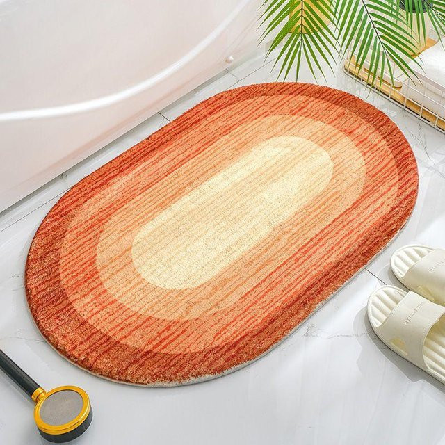 Rutschfeste Saugfähige Bodenmatte von Yiran Furniture in Orange mit floralem Design, B/B: 50 x 80 cm - Bild 1