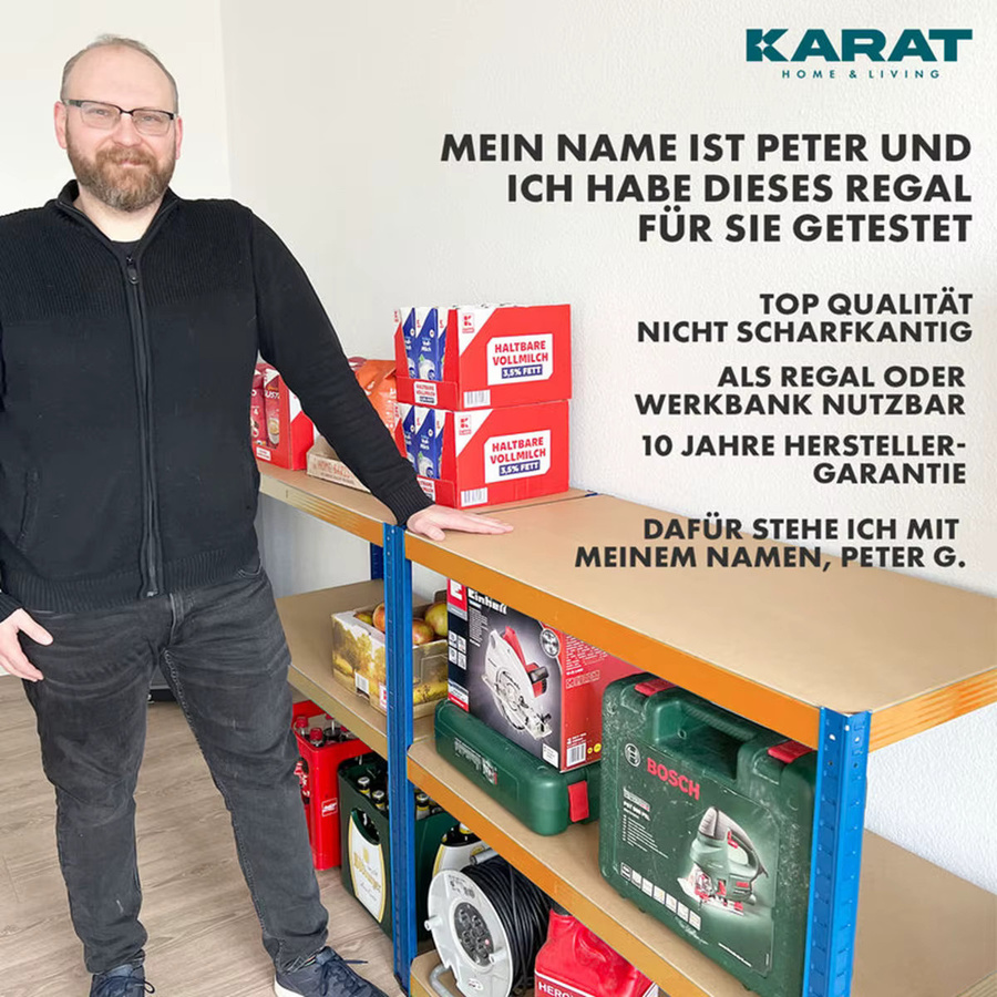 Schwerlastregal FLOORDIREKT aus Metall mit 5 Böden in Blau, H x B x T: 180 x 90 x 60 cm, bis 1250 kg Tragkraft - Bild 4
