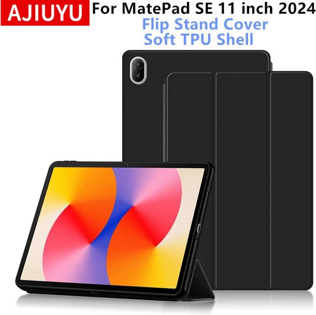 Schutzhülle für Huawei MatePad SE 11 Zoll 2024 mit PU-Leder Flip-Standfunktion und TPU-Shell in Schwarz - Bild 1