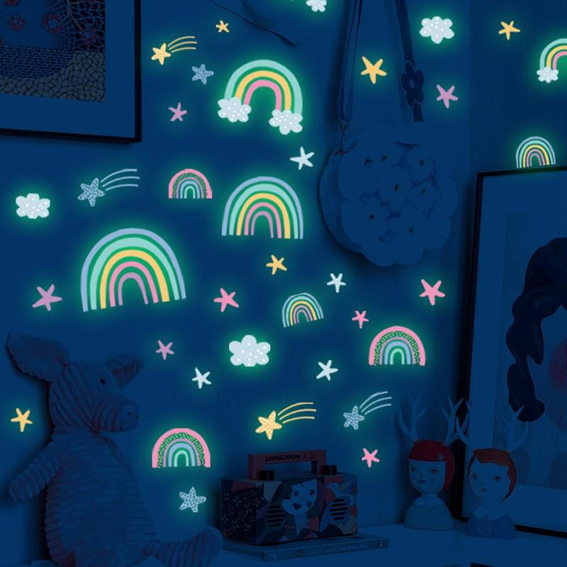 LChome Leuchtende Wandaufkleber im Dunkeln mit Regenbogen, Wolken und Herzen für das Kinderzimmer in Multicolor - Bild 2