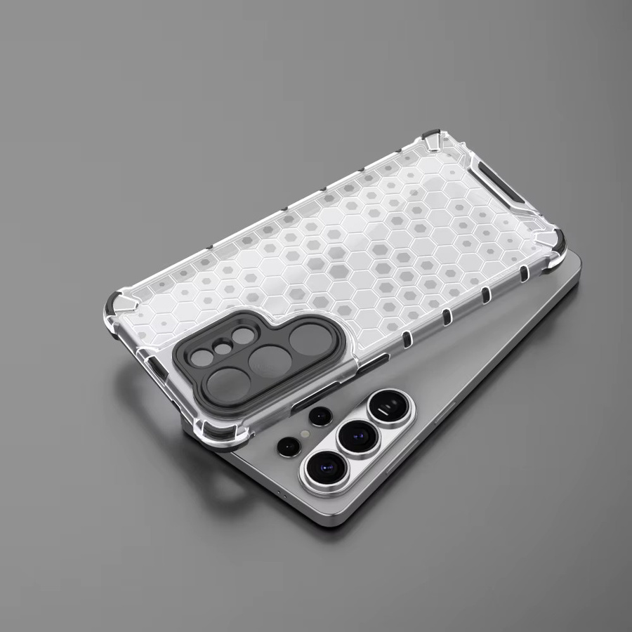 Stoßfeste Schutzhülle mit Wabenmuster für Samsung Galaxy S26 Ultra, S25, S24, S23 und S22 Plus in Transparent und Grün - Bild 4