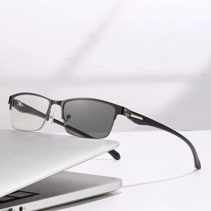 Photochrome multifokale Lesebrille, Halbrahmenbrille, rectangular, Metall, schwarz - Bild 3