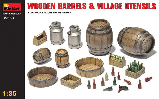 Miniart Holzfässer & Dorf Utensilien, Holz, Braun - Bild 1
