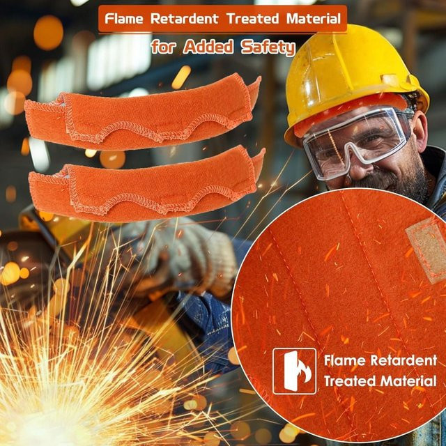 Waschbares Schutzhelm-Schweißband aus Baumwolle als Ersatz-Innenfutter für flammhemmende Schutzhelme in Schwarz und Orange - Bild 1