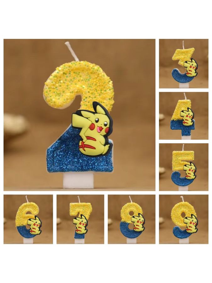 Bandai Pokemon Pikachu Motiv Kerze für Kinder Geburtstag Dekoration Multicolor - Bild 2