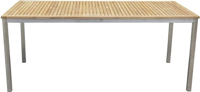 Garden Pleasure Gartentisch DENVER aus geöltem Teakholz und Stahl, grau/braun, B: 180 cm, T: 75 cm - Bild 1