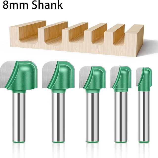 JGZUI Schaftfräser mit doppeltem Bogen und abgerundeter Unterseite in Silber für Holzbearbeitung und Schüsselherstellung, 8 mm - Bild 1