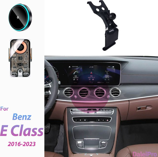 DaleiPro Magsafe Auto-Handyhalterung mit kabellosem Ladegerät und automatischer Klemmung für Mercedes Benz E-Klasse W213, Schwarz - Bild 1