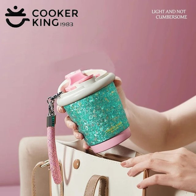 COOKER KinG Reiner Titan Thermosbecher mit Seil, Farbe: Grün, Volumen: 220 ml oder 360 ml - Bild 1