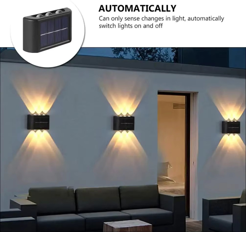 Heinast LED-Solarleuchte für den Außenbereich in Schwarz mit warmweißem Licht, wasserdichte Solar-Wandleuchte für Garten und Zaun, Up-and-Down-Beleuchtung, rechteckiges Design - Bild 5