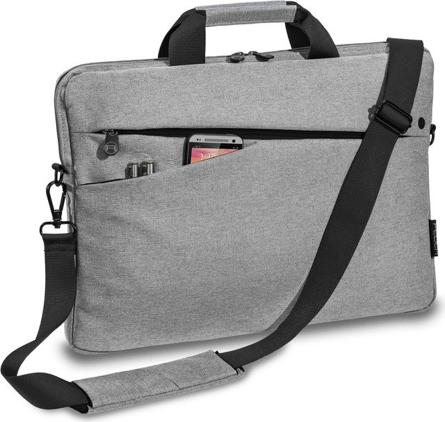 PEDEA Laptoptasche Fashion Notebook Umhängetasche für 15,6 Zoll (39,6 cm) mit Polsterung und verstellbarem Schultergurt in Schwarz und Grau - Bild 1