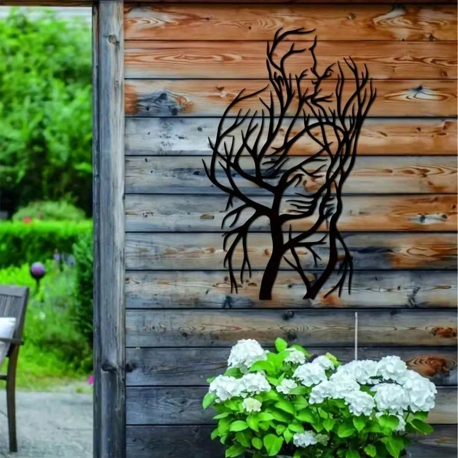CIFBUY Metall-Wandkunst Skulptur Baum der Liebe in Schwarz als abstraktes Vintage-Heimdekor - Bild 3