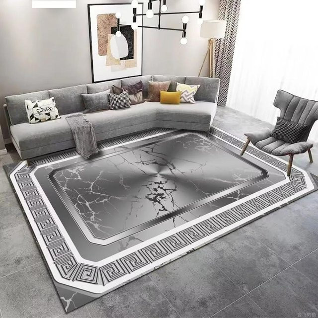 Karpetti Teppich Gold und Grau, moderner rechteckiger Bereichsteppich aus Polyester, rutschfest, B/T: 80 x 120 cm - Bild 1
