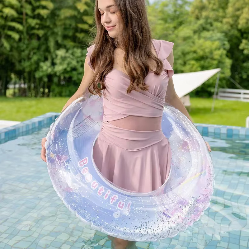 CatXaa Aufblasbarer Burg Schwimmring aus verstärktem PVC für Kinder und Erwachsene zum Spielen im Pool oder im Freien - Bild 2