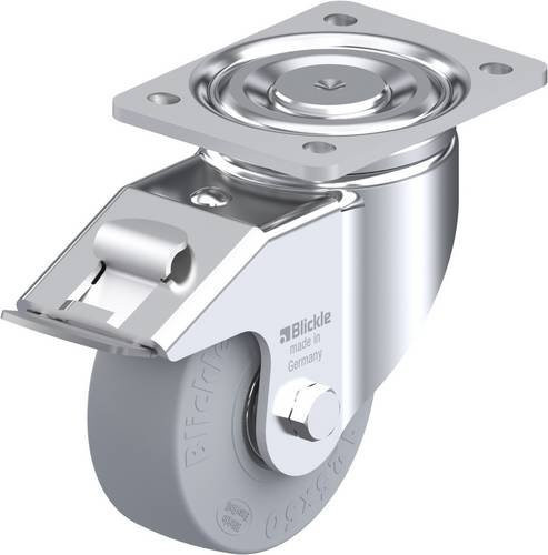 Blickle Lenkrolle 852090 LH-SE 125K-FI-SG mit Feststeller, Rad-Durchmesser: 125 mm, Tragfähigkeit: 320 kg, Farbe: Silber - Bild 1
