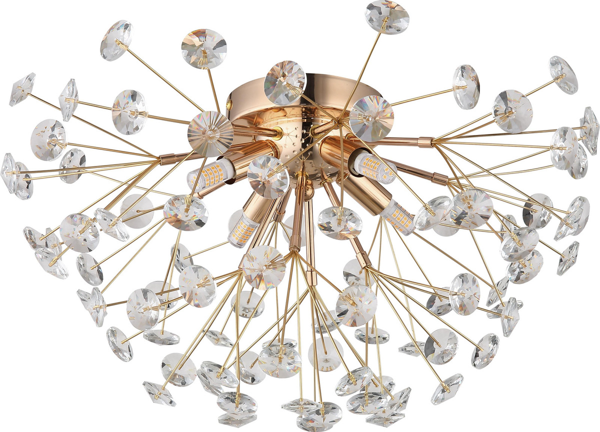 Globo Lighting Deckenleuchte Katrina DH in Gold mit klaren K9 Kristallen, Durchmesser: 45 cm, Höhe: 25 cm - Bild 1