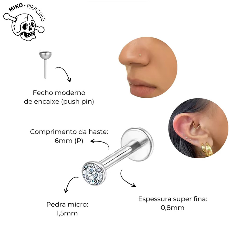 weilaimeng Piercing-Set Titan, Zirkonia, Unisex - Bild 1