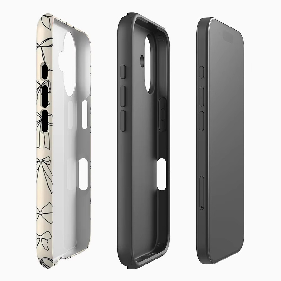 Line Bow Stripes Handyhülle für iPhone 17 16 15 14 13 12 Pro Max Plus mit doppelschichtiger Rückseite in Beige - Bild 2