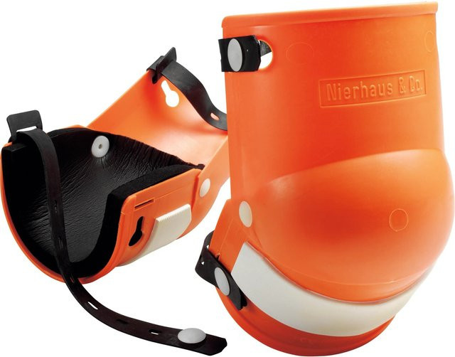 LUX-TOOLS Knieschoner mit Gelenk in Orange und Weiß aus Kunststoff mit Hard-Shell-Schutz - Bild 1