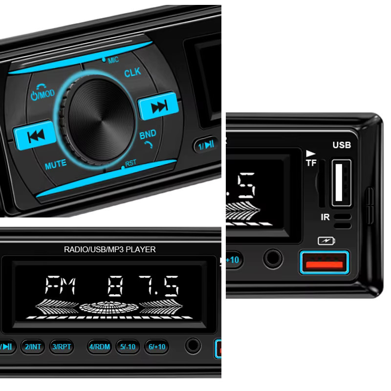 Hippcron 1 DIN Autoradio mit Bluetooth, FM, TF, AUX und Freisprecheinrichtung in Schwarz - Bild 5