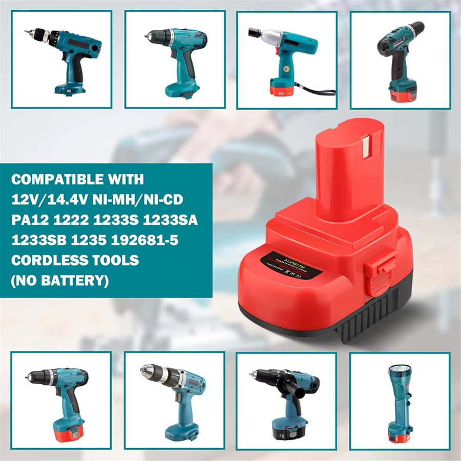 AS63 MT18PA14 Akku-Adapter von Makita zur Umwandlung von 18 V Li-Ionen-Akkus auf 12 V/14,4 V Ni-Mh Akku-Werkzeuge in Rot - Bild 4