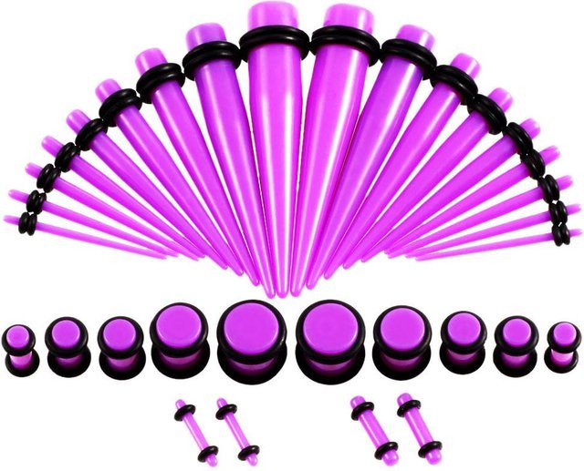 T-fengxinzi Ohr Gauge Taper Und Plug Stretching Kits, Silikon, purple, Damen - Bild 1