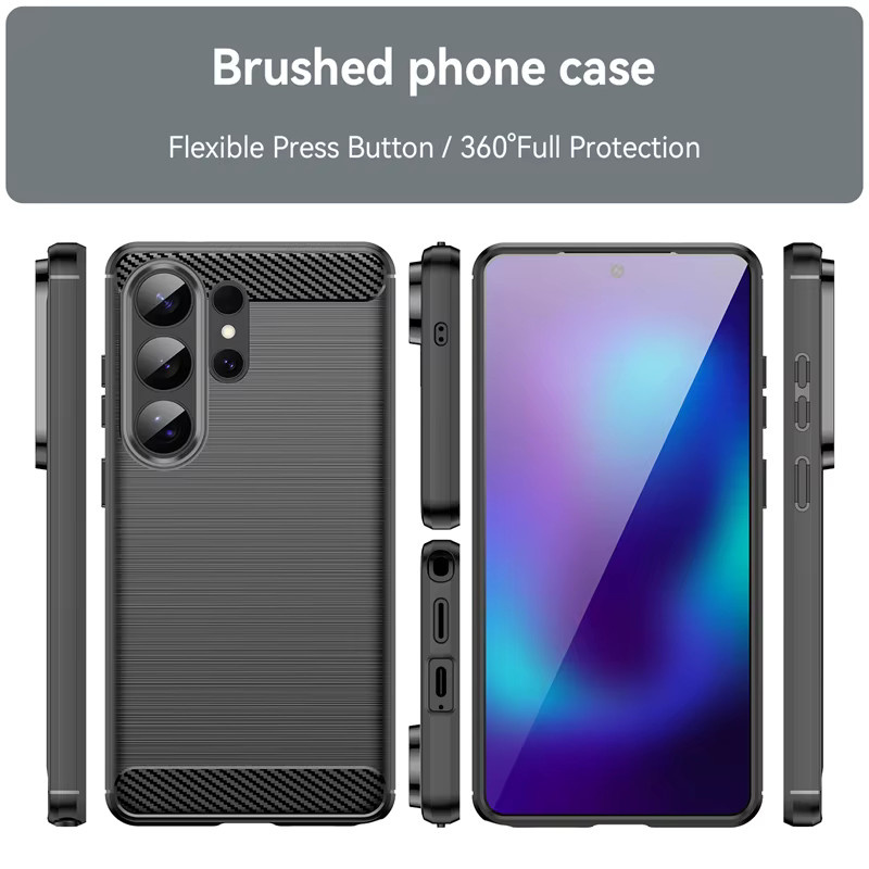 Stoßfeste Silikon-Handyhülle mit Kohlefaser-Muster für Samsung Galaxy S26 S25 S24 S23 Plus Ultra FE in Blau - Bild 2