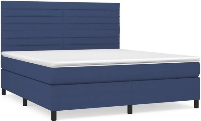 vidaXL Boxspringbett Hybrid mit Matratze und Taschenfederkern in Blau, B/T/H: 160 x 200 x 118 cm - Bild 1