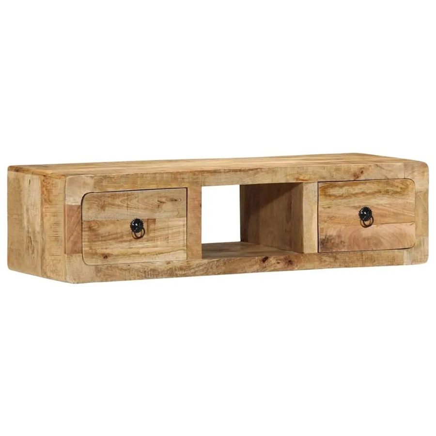 vidaXL TV-Wandschrank aus Mango-Massivholz in Braun, B/T/H: 100 x 32 x 25 cm - Bild 2