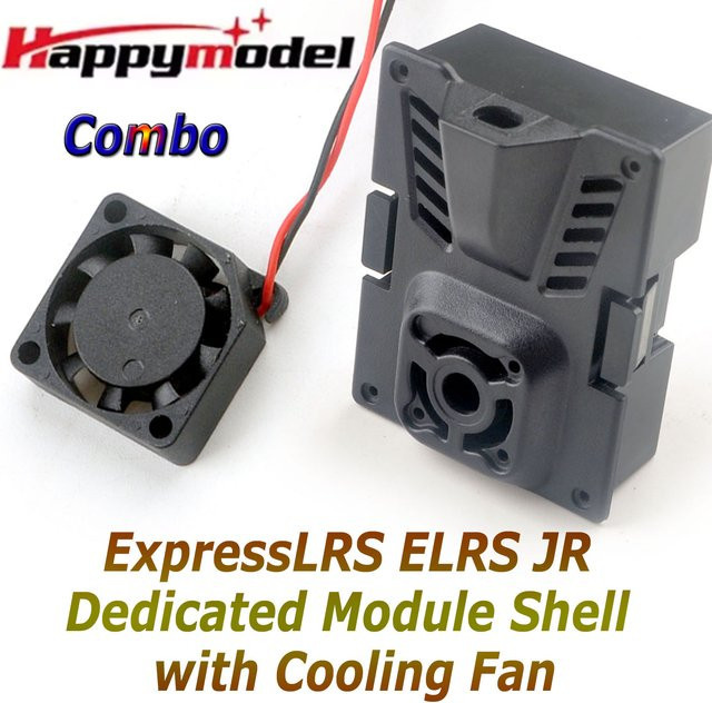 Happymodel ExpressLRS ELRS JR Dediziertes Modulgehäuse mit Kühlventilator in Schwarz, kompatibel mit ES24TX, ES24TX PRO, ES900TX und ES915TX Funksystemen - Bild 1