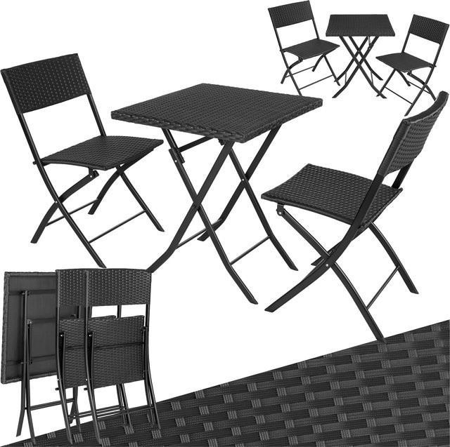 tectake Rattanset Trevi für 2 Personen aus Polyrattan in Schwarz - Bild 1