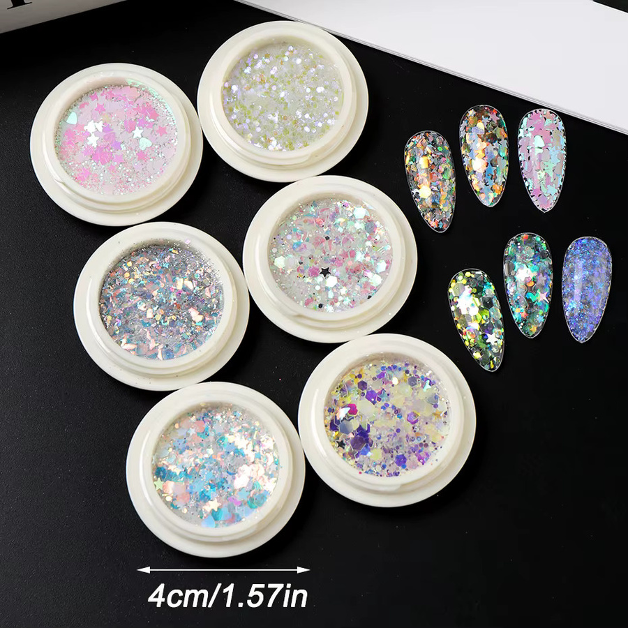 Full Beauty Nageldekoration Glitzerflocken, Schimmernd, 6 Boxen - Bild 4