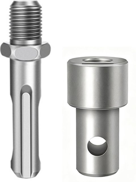 Erde Auger Adapter Werkzeug in Silber mit 4 Interface-Arten für Schlagschrauber und Hammerbohrer zur Gartenarbeit - Bild 1