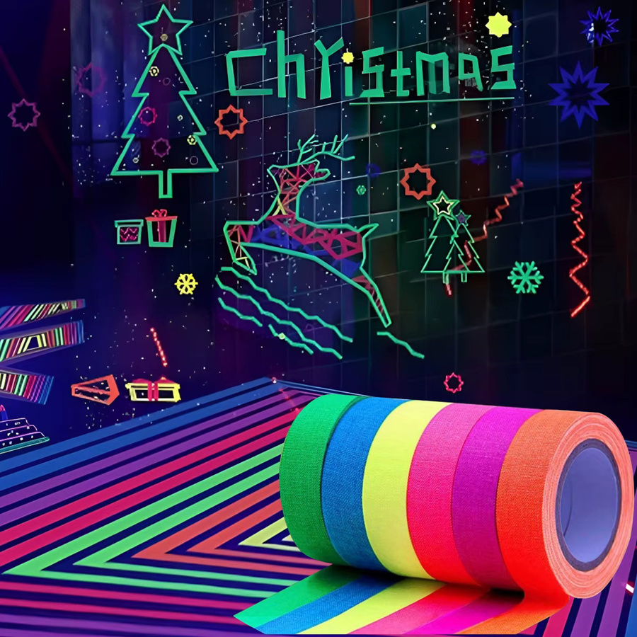 6er-Pack Neon-Fluoreszenz-Washi-Klebeband-Set in Multicolor, UV-reaktiv für Partys und Bastelarbeiten mit Schwarzlicht - Bild 4