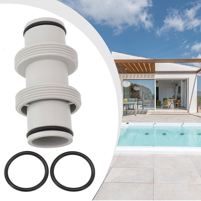 Intex Ersatz-Schlauchadapter für Aufstellpools, weißer Schlauchplunjer-Ventil mit geradem Anschluss und Gummi-O-Ringen, UV-beständig - Bild 1
