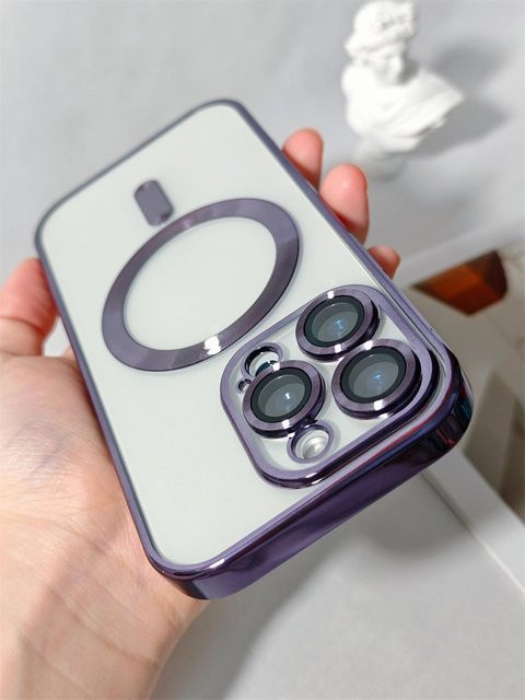 Yiran MagSafe Silikonhülle für iPhone 11 bis 16 Pro Max Plus, transparente magnetische Ladehülle mit galvanisiertem Design - Bild 1
