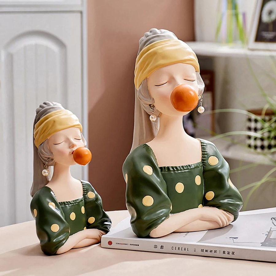 Moderne Mädchenfigur aus Kunstharz von Household supplies MH als dekorative Skulptur für deine Tischdekoration - Bild 2