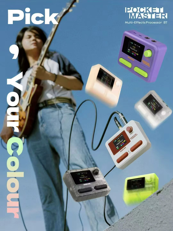 SONICAKE QME-10 Pocket Master Multi-Effekt-Pedal für Gitarre und Bass mit 100+ Effekten und App-Steuerung, Schwarz/Mehrfarbig - Bild 4
